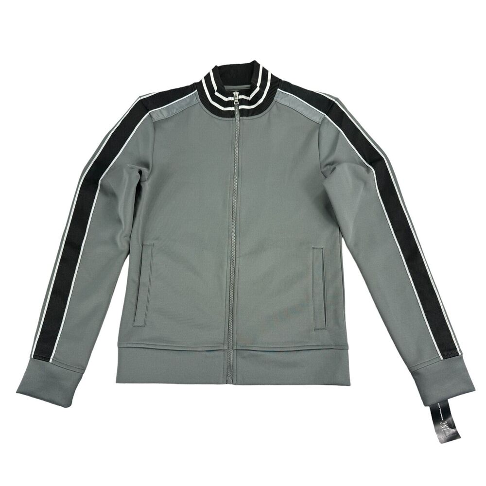 INC Mens Neoprene Track Jogger Jacket Gray XS